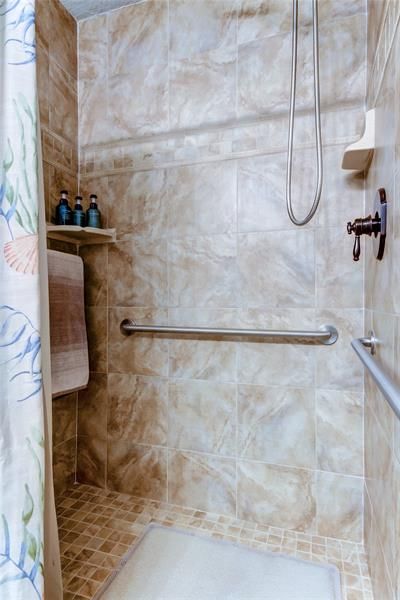 Owners retreat updated shower with stability bar for sage showering!