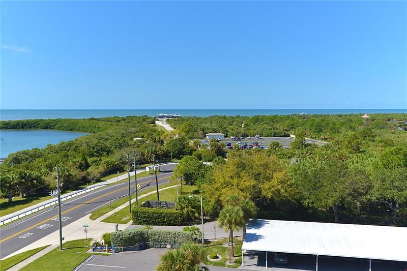 In this picture you can see some of the main buildings on Honeymoon Island, along with one of the large parking area for going to the ferry boat docks.