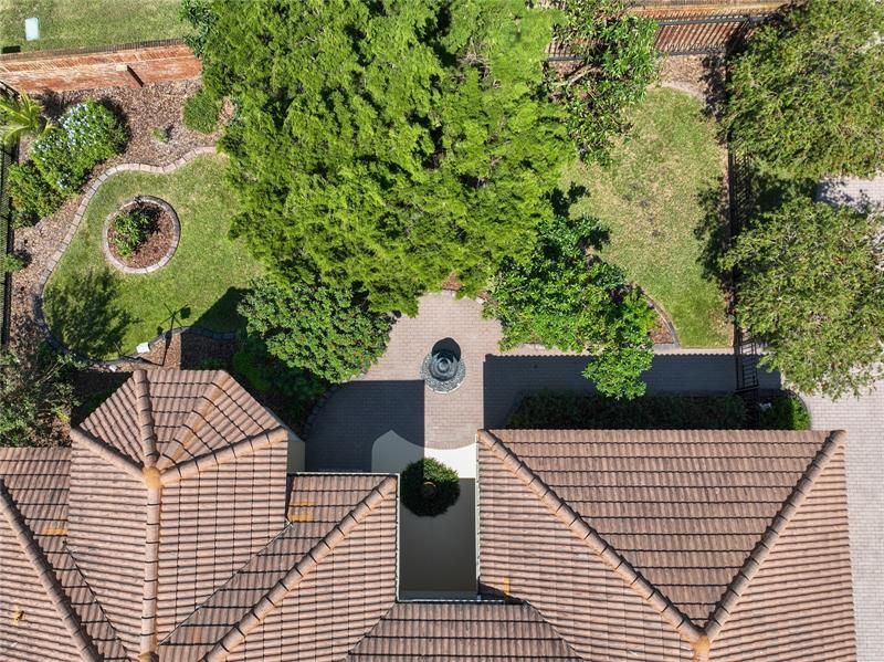 aerial view of front yard