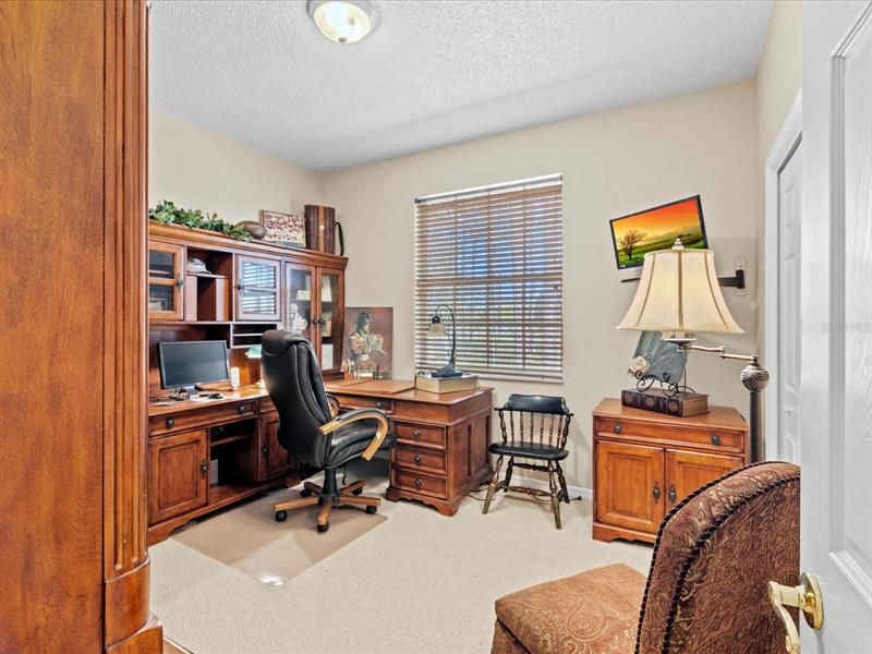 Office/Guest Bedroom #1 w/ Wood Style Blinds, Walk in closet, View to the Backyard