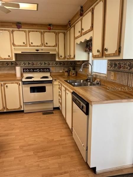 Kitchen with laminate flooring