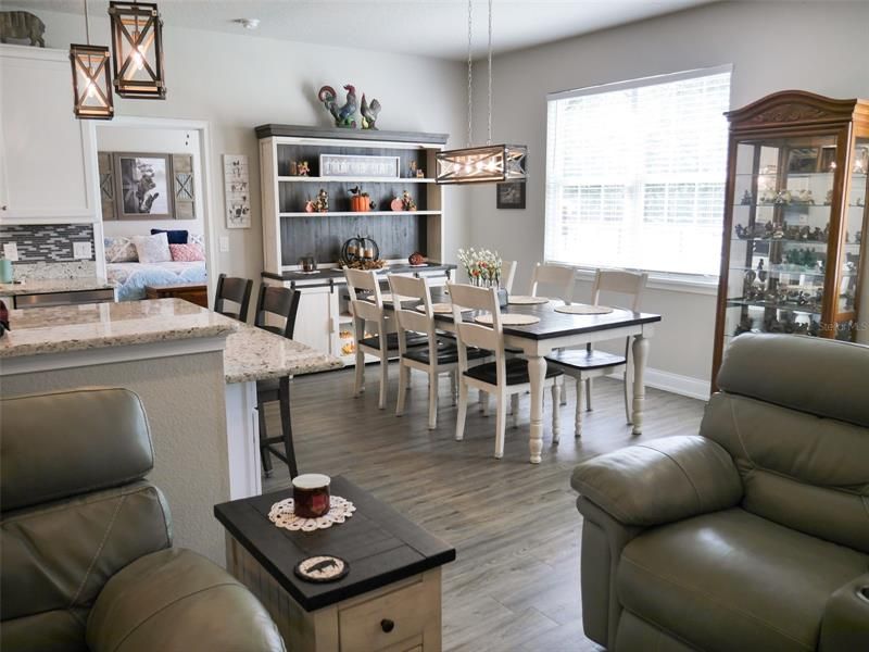 Bright dining area in open plan