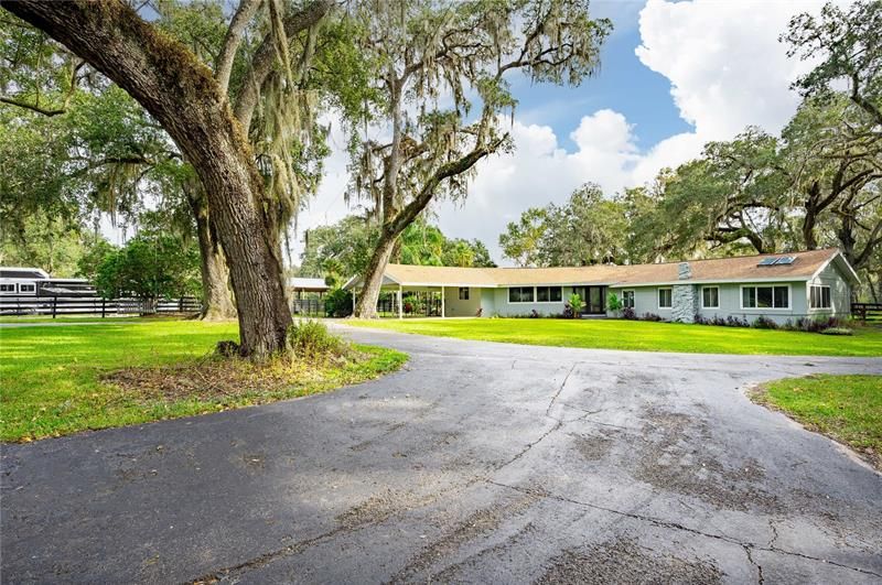 Circular driveway in front of home