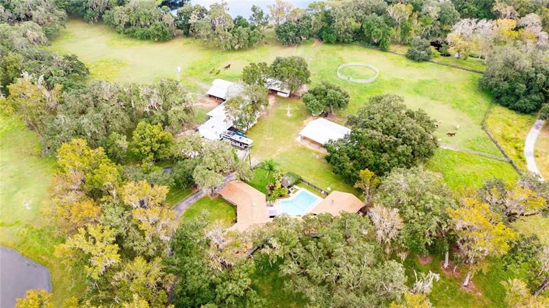 Arial of home and barns