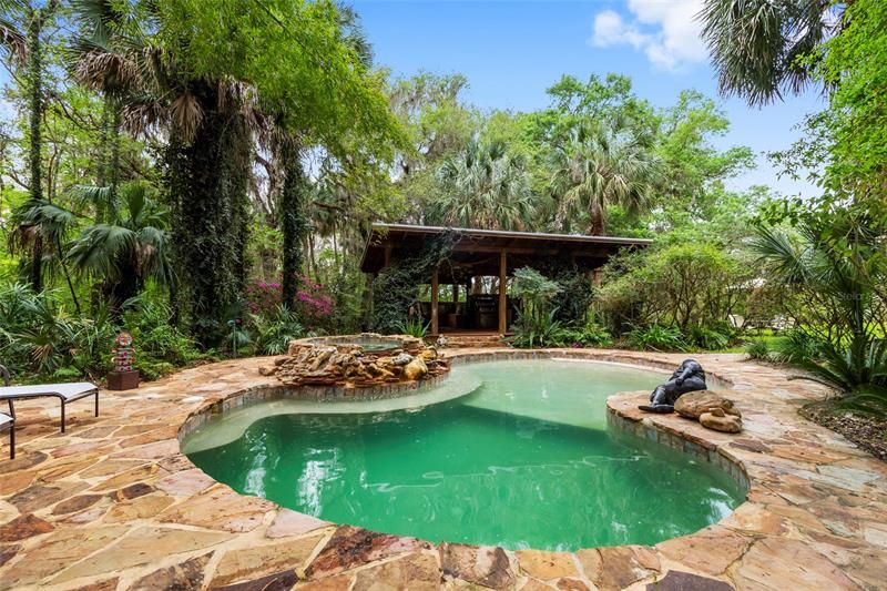 STUNNING OPEN POOL AND SPA WITH FLAGSTONE DECK BRIDGES MAIN RESIDENCE WITH SECOND RESIDENCE