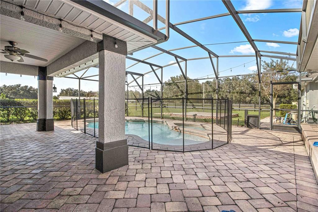 pool area with safety fence