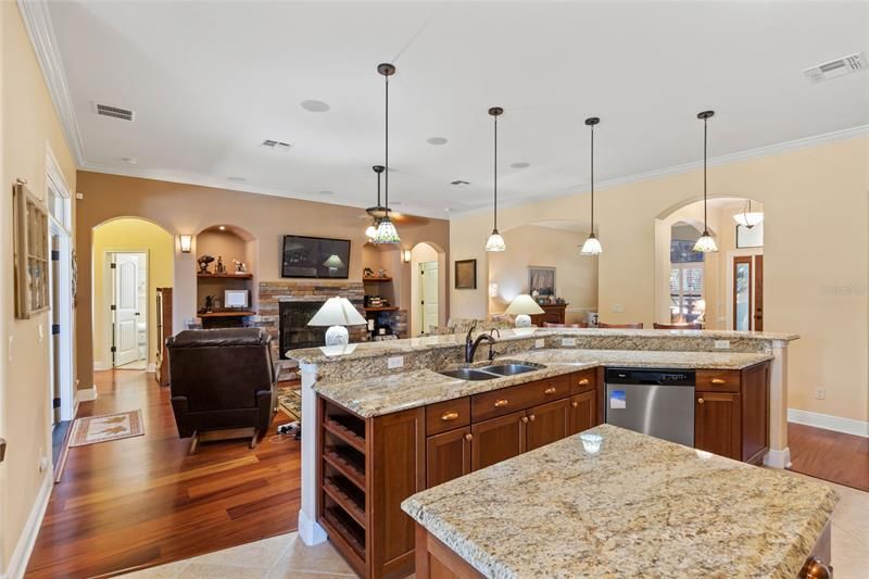 Kitchen with breakfast bar granite counter tops