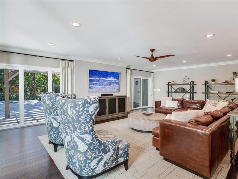 Spacious Family Room overlooking pool area