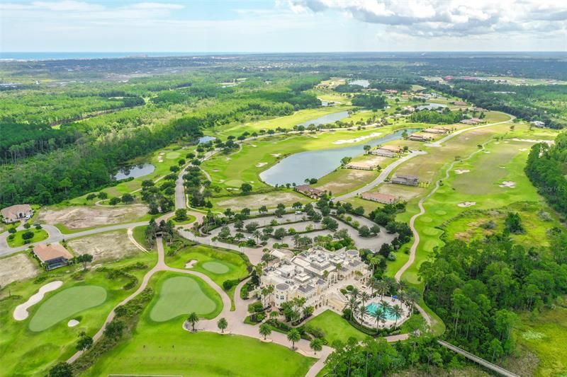 Aerial View of Clubhouse with golf course surrounding