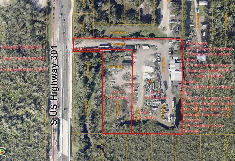 8.23 Acres - Zoned ASC-1 - County requested owner to zone commercial - Seller waiting to see what the prospective buyers zoning requirement is - Lot A 5.36 of 5.6 acres dry ~ Lot B 1.67 of 2.64 acres dry (can be increased to 2.3 acres for about $30k) - Fllod zone X