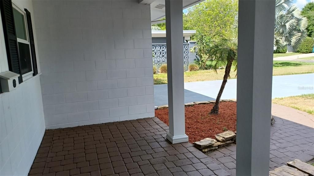 View of covered porch from front door