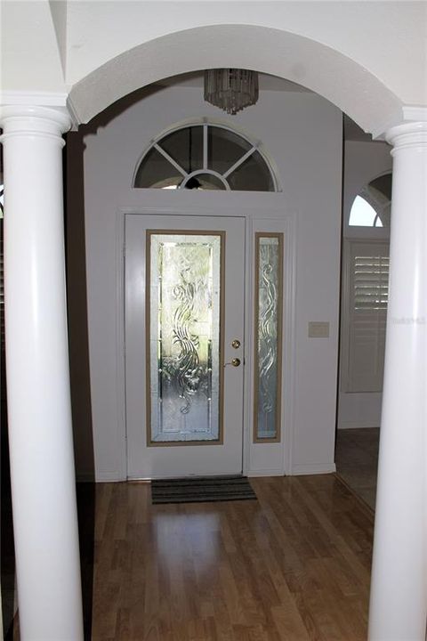 Inside view of entry foyer and front door