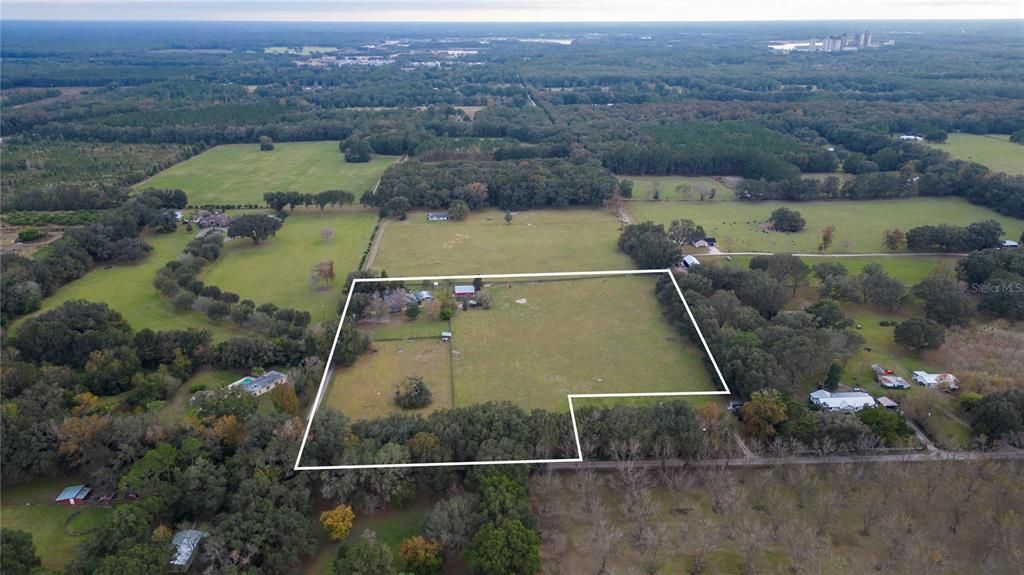 Aerial view w/property line