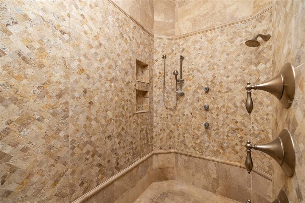 Primary Master Bathroom Shower with dual shower heads