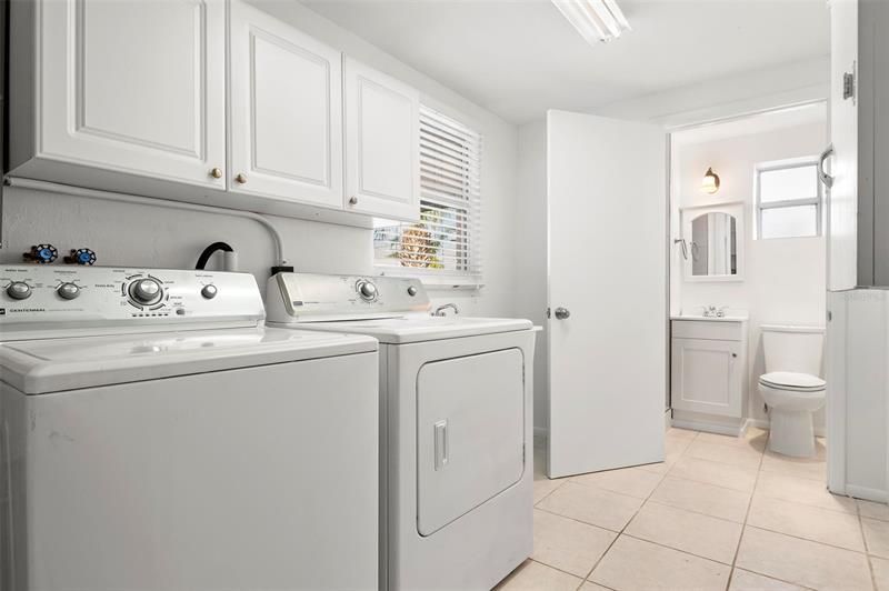 Laundry room, guest bathroom