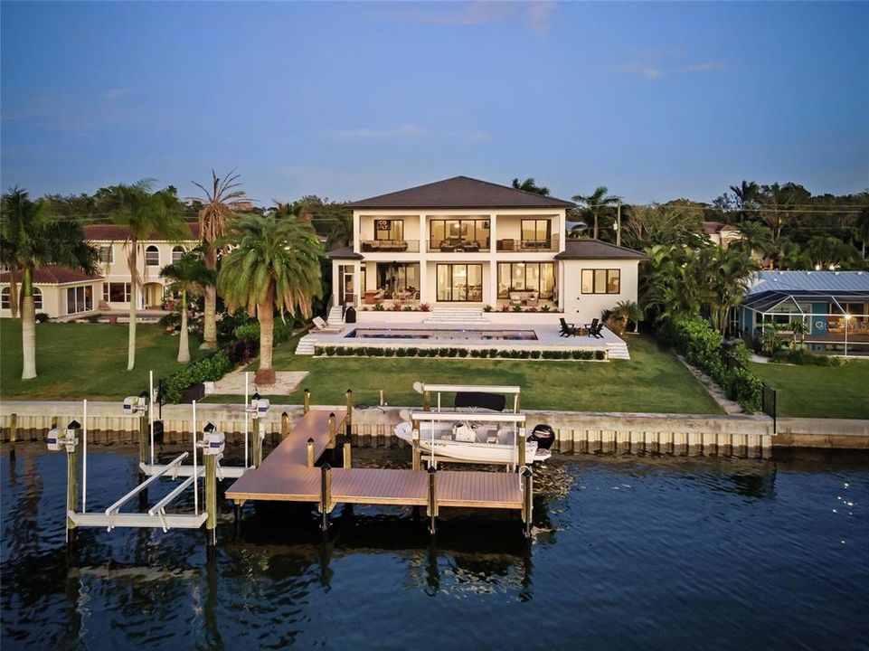 dock with two boat lifts