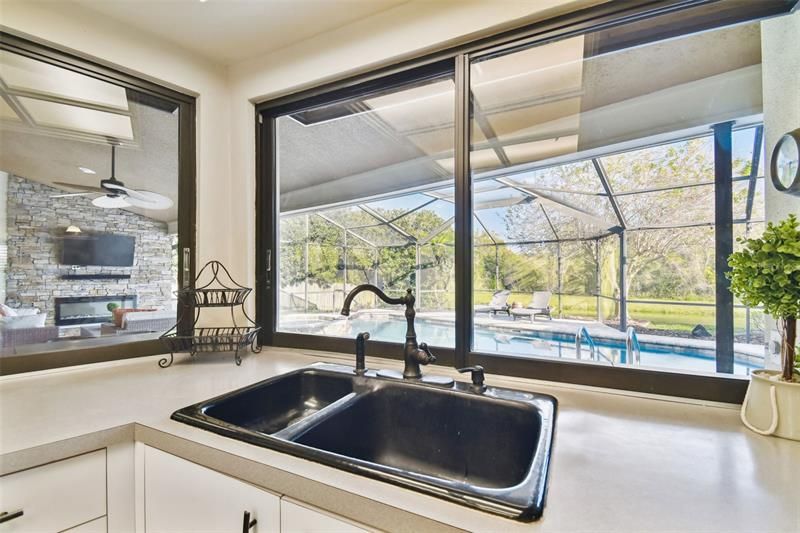 Kitchen view of the pool