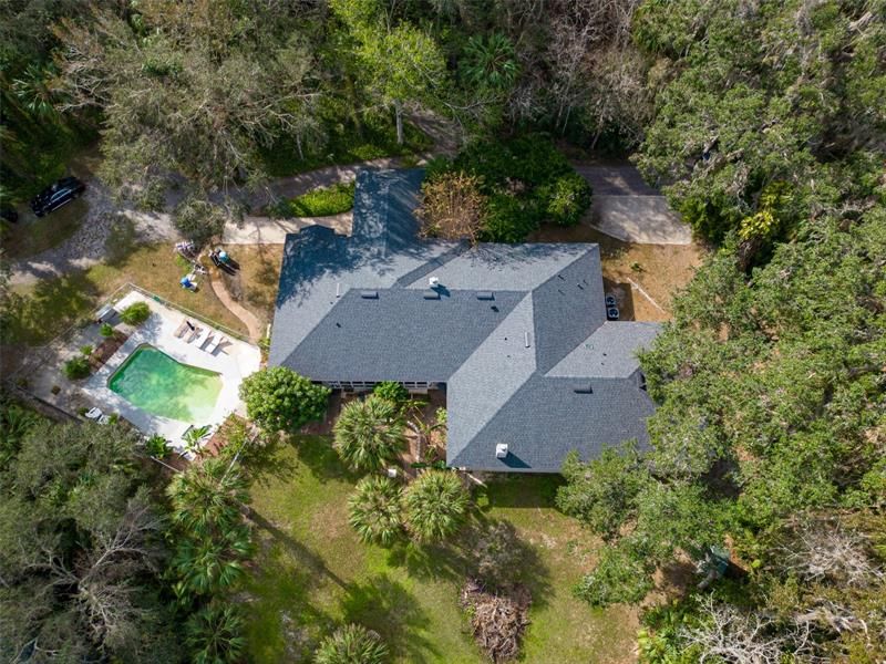 Aerial view of home with pool