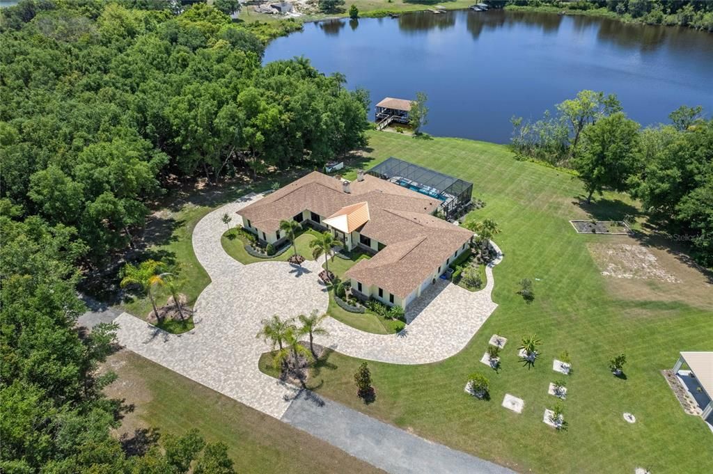 Areial of the 5.97 acre property.  Notice the garden and the fruit tree garden