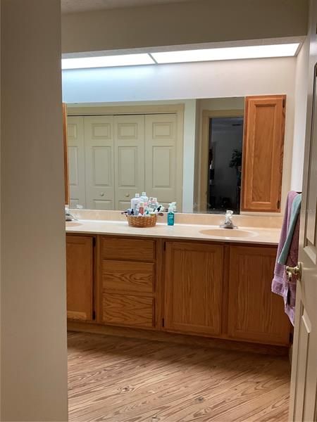 Master bathroom- solid surface countertops and double sinks