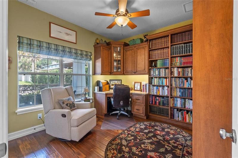 Office with built-in bookshelves and desk.  Could be converted back to a 5th bedroom