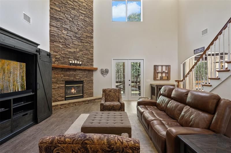 Family room with fireplace