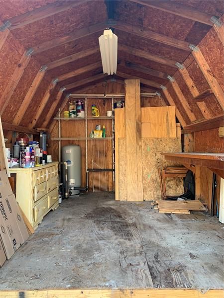 Inside shed