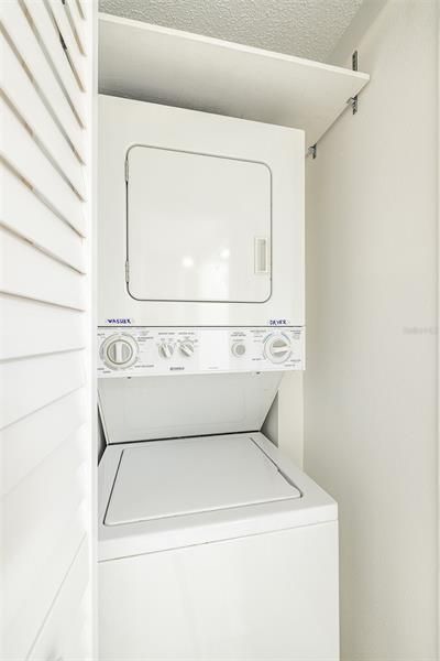 The unit has a washer and dryer inside