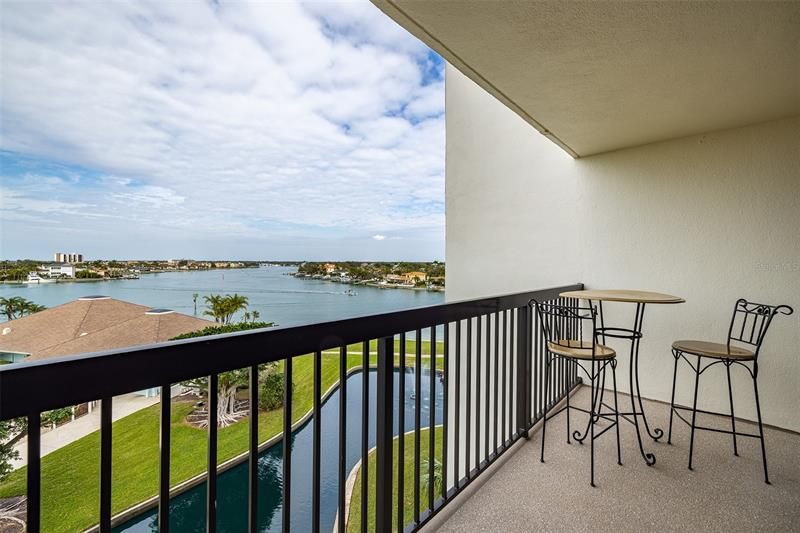 The balcony overlooks the pond, the clubhouse and the Intracoastal Waterway