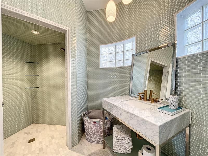 One of the contemporary deluxe bathrooms.