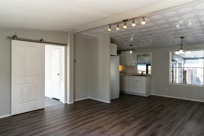 Dining room, kitchen and living room combo