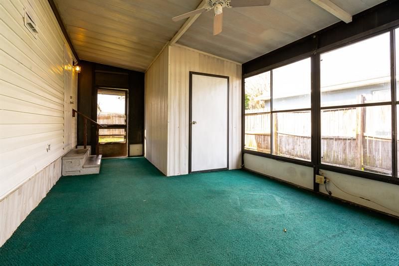 Lanai with enclosed storage room