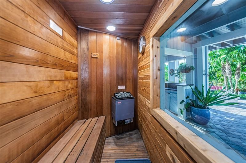 Adding to the spa experience of this home, you can relax in your cedar planked sauna.