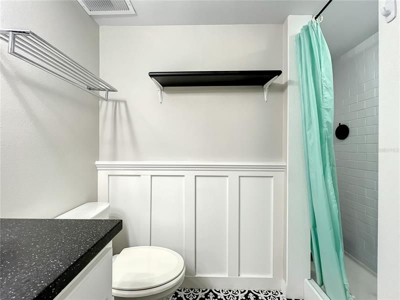 Primary bath w/ elongated shower area