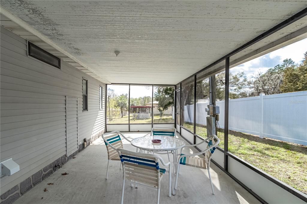 Screened in patio.