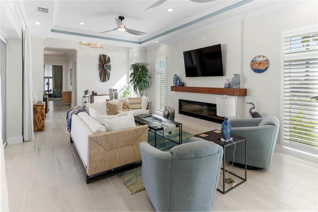 A view from the dining area which is adjacent to the living room.