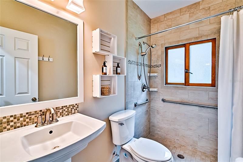 Bathroom with Roll in Shower