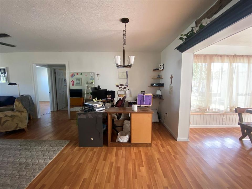 Dining room being used as home office