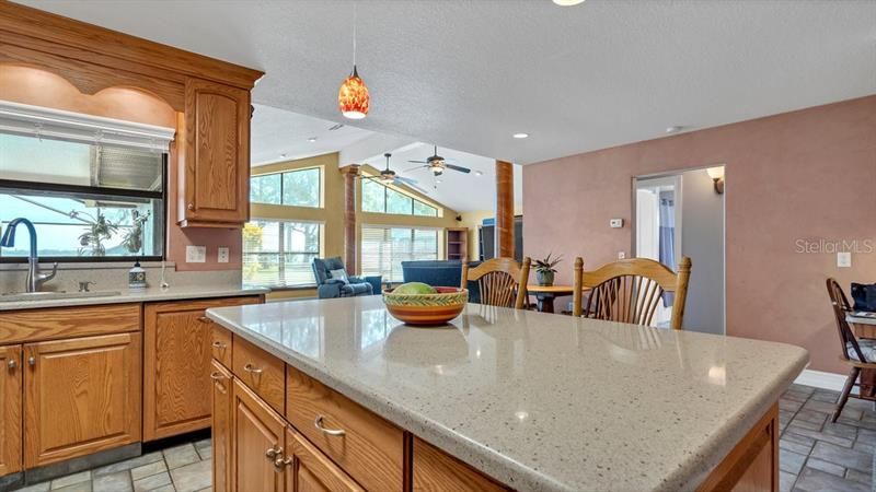 Kitchen opens to family room