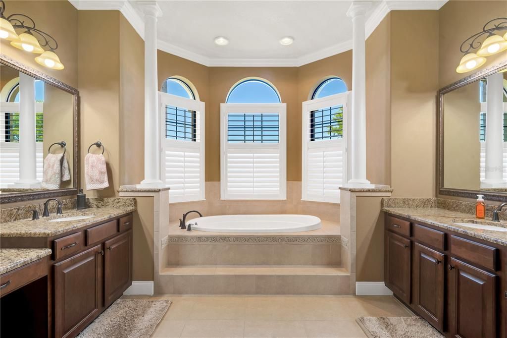 MASTER BATH with DUAL SINKS - VANITY AREA - GARDEN TUB - LARGE WALK IN SHOWER - PRIVATE COMMODE