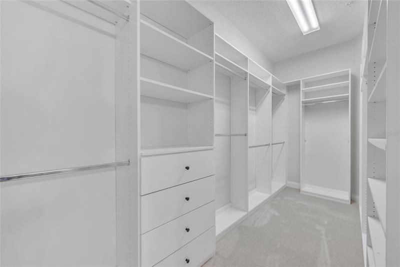 Master closet offers abundant storage