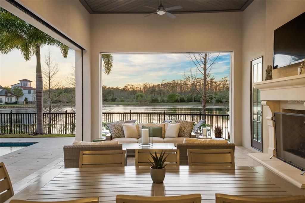 Enjoy al fresco dining on your patio with motorized, retractable screens..