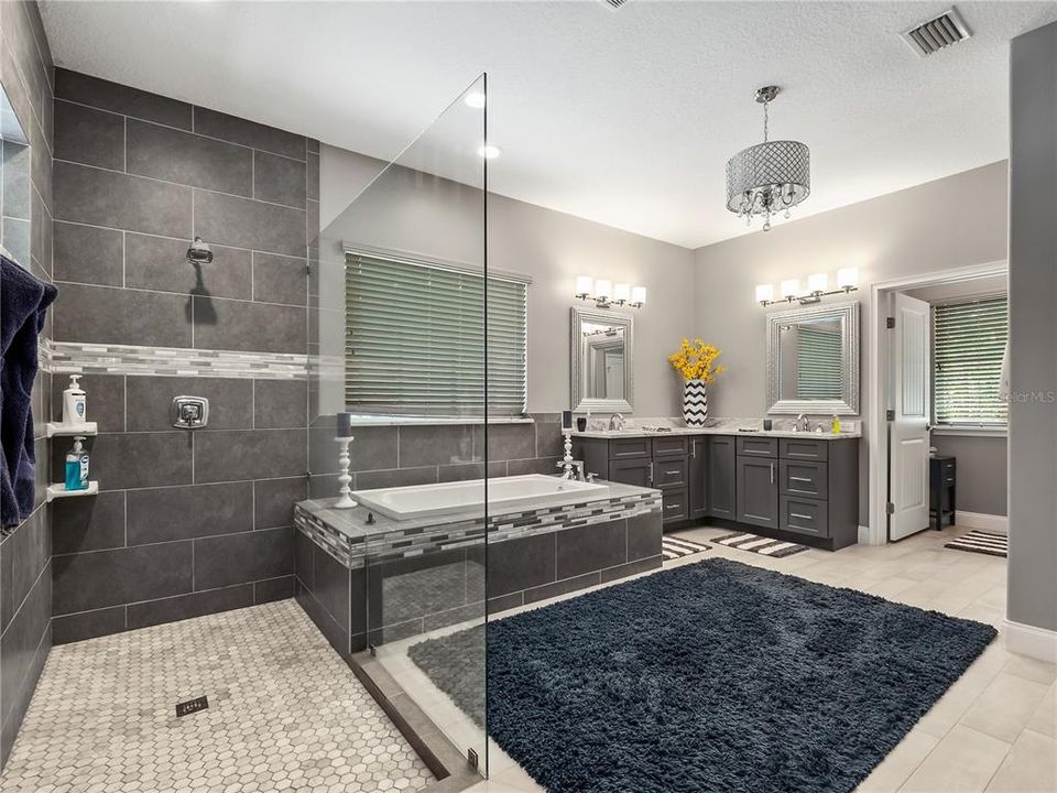 Master Bathroom with walk-in shower and soaking tub