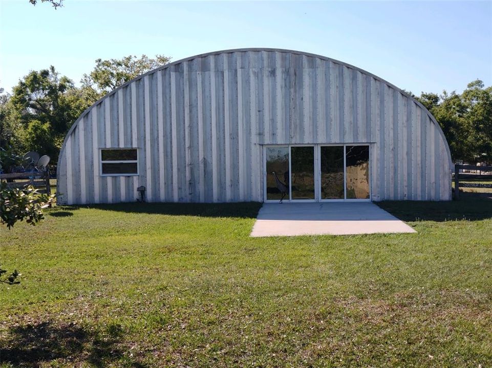 front view of Quonset building