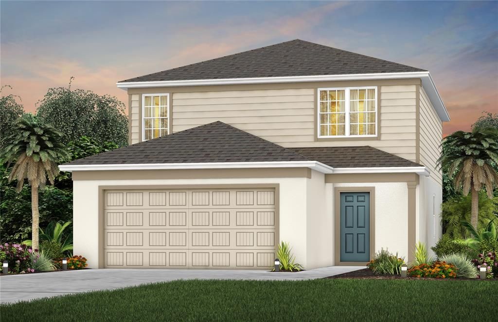 McNair Home Florida Mediterranean Exterior Design. Artistic rendering for this new construction home. Pictures are for illustrative purposes only. Elevations, colors and options may vary.
