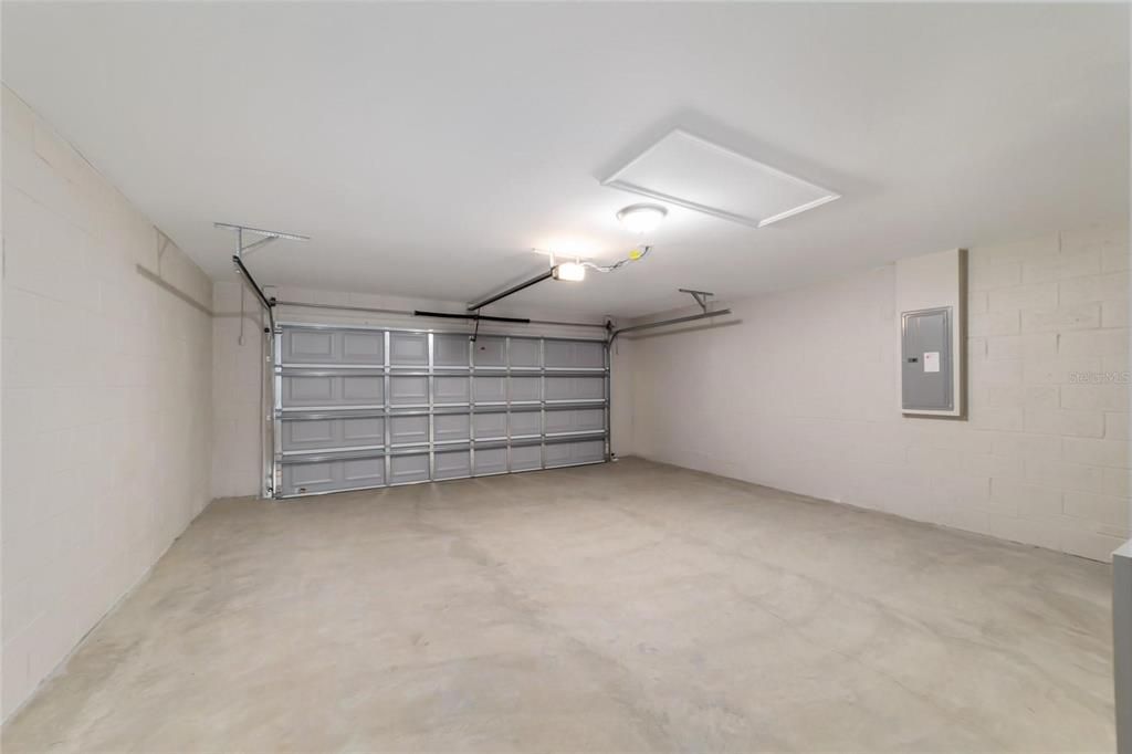 Garage with garage door opener installed