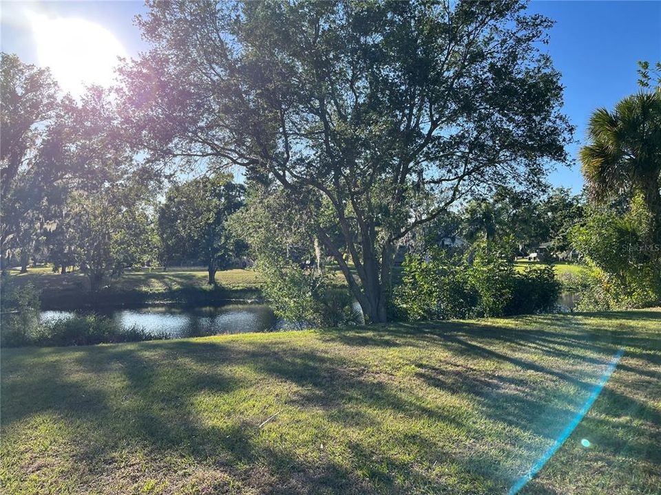 Pond view with spacious backyard