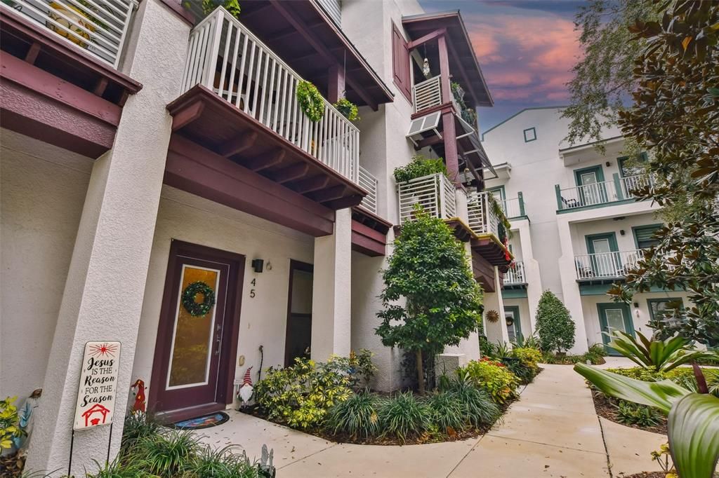 Welcoming Interior Courtyard Front Door Entry.