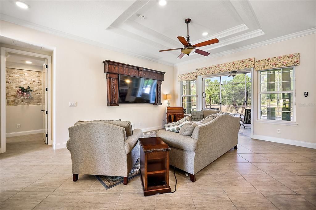 Living Room with French Doors leading out to Lanai