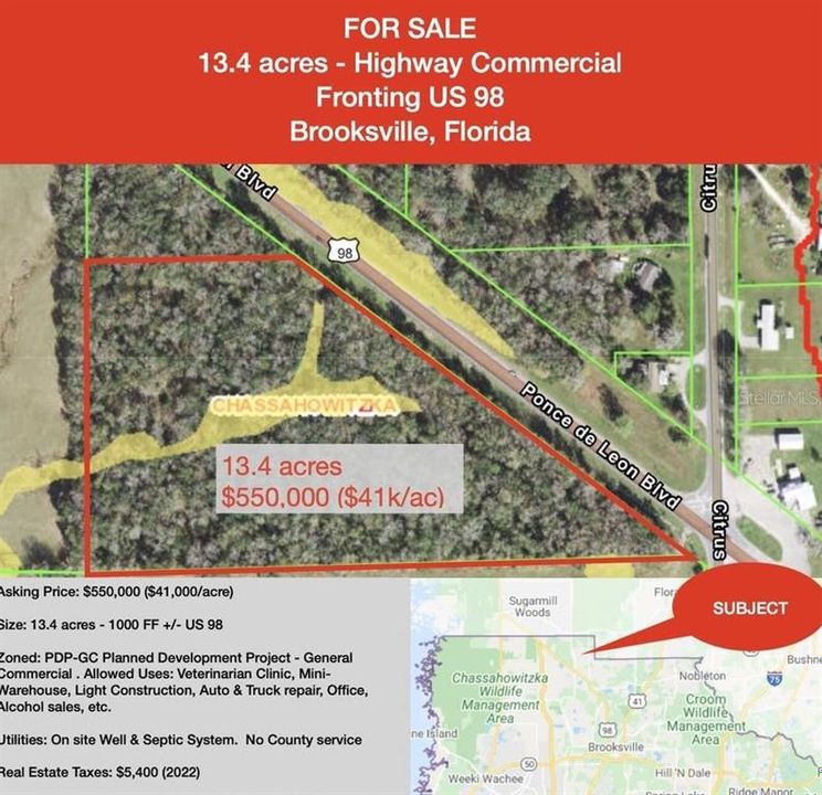 Vendido Recientemente: $550,000 (13.42 acres)